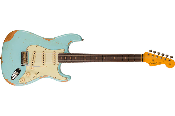 กีตาร์ไฟฟ้า Fender Custom Shop 1964 L-Series Stratocaster Heavy Relic, Aged Daphne Blue