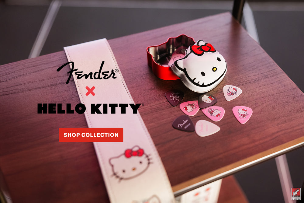 Fender x Hello Kitty เสื้อ หมวก ปิ๊ก กระเป๋า สายสะพาย สายแจ็คกีตาร์