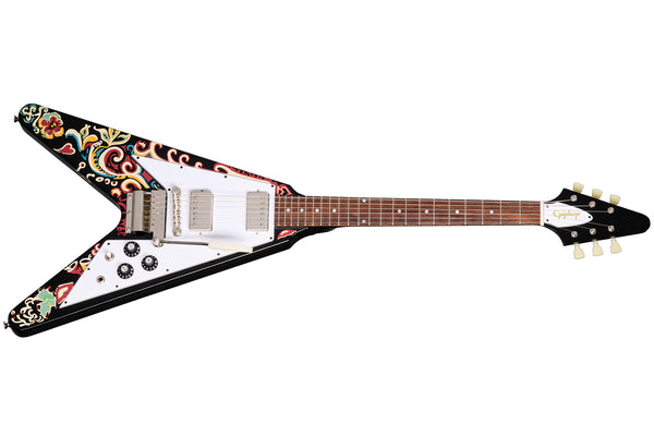 กีตาร์ไฟฟ้า Epiphone Jimi Hendrix™ "Love Drops" Flying V Ebony